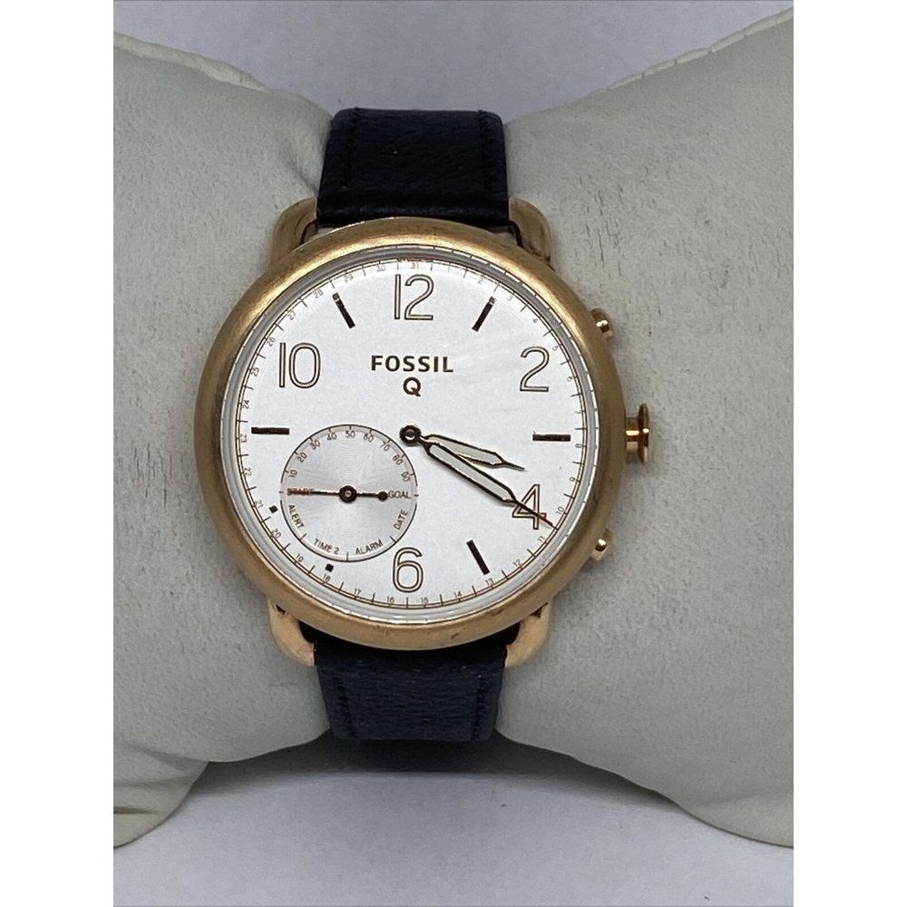 Fossil Hybrid FTW1129 Womens Black Leather Analog